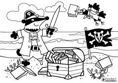 Badger Learning Pirate Colouring Sheet