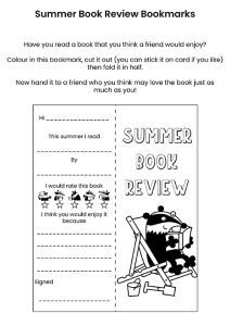 Summer Book Review Bookmarks